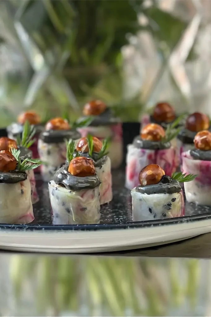 Rolls de Céleri rémoulade en Croquant de feuille de riz - aevasions traiteur Paris